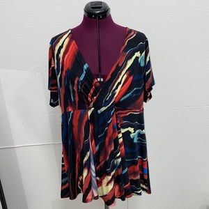 Torrid Multicolor Short Sleeve Top V Neck Women’s 2X NWT